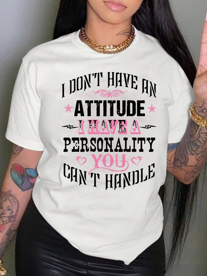 Damen T-Shirt mit kreativem Grafikdruck und luxuriösen Paillettenakzenten Drune