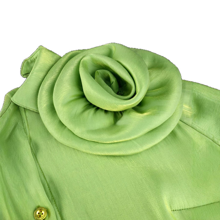 Damen Satinrock mit floralem Rüschen-Design und taillierter Schleife Drune