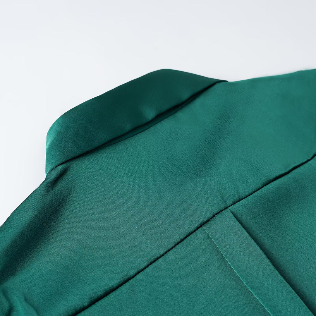 Damen Seidenähnliche Hemdbluse mit durchgehender Knopfleiste und breitem Kragen Drune