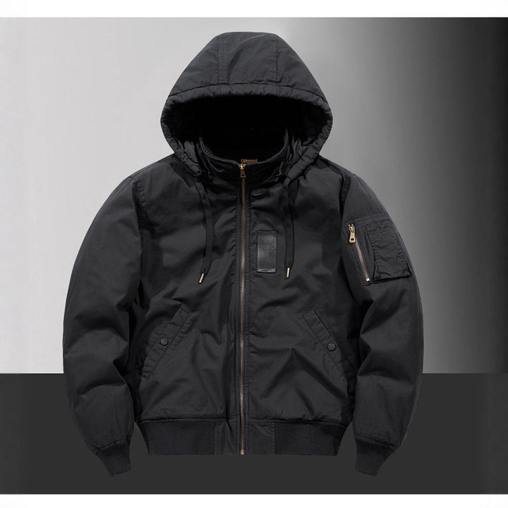 Herren  Kapuzen Stepp Thermal Bomberjacke mit Utility-Tasche an den Ärmeln und gerippten Besätzen Drune