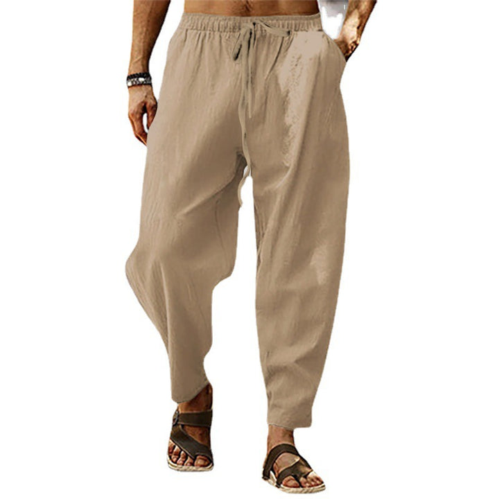 Herren nan lockere Sommer-Slouch-Hose aus Leinenmix mit elastischem Bund und konischem Knöchelabschluss Drune
