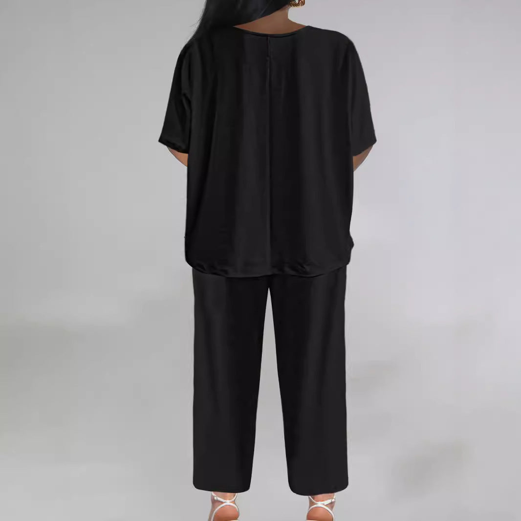 Damen eleganter Jumpsuit mit V-Ausschnitt und weitem Bein Drune
