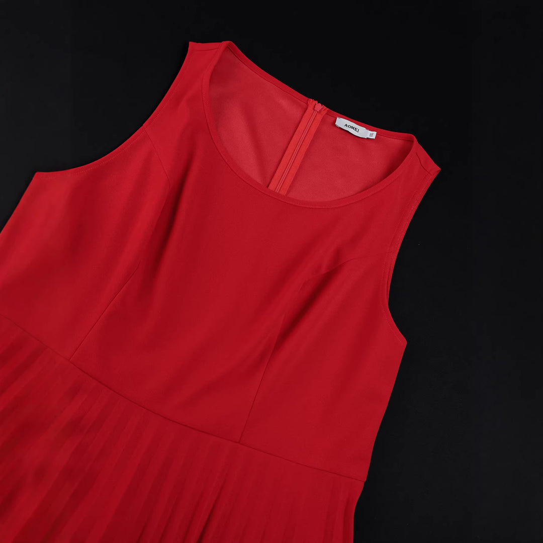 Damen elegantes Abendkleid mit plissiertem Rock und transparenten Puffärmeln Drune