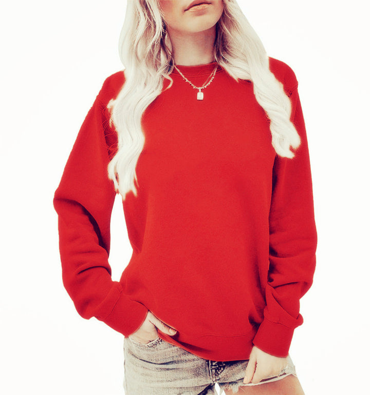 Damen nan lässiges Oversize Sweatshirt mit Rundhalsausschnitt und weichem Baumwollfleece Drune