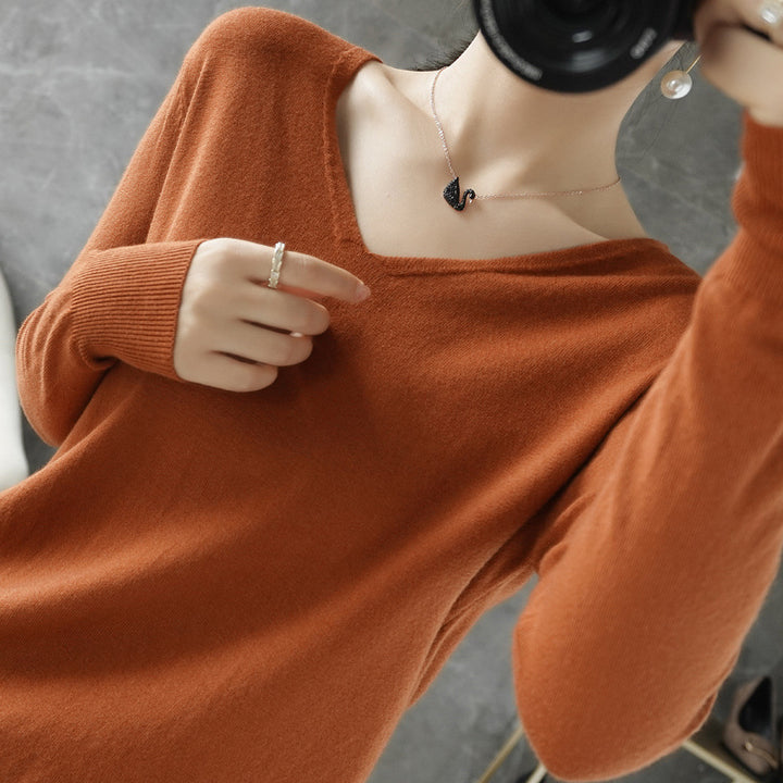 Damen leichter V-Ausschnitt Kaschmir-Look Feinstrickpullover Drune