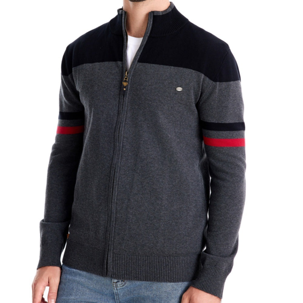 Herren sportliche Strickjacke mit hohem Kragen und Reißverschluss Drune