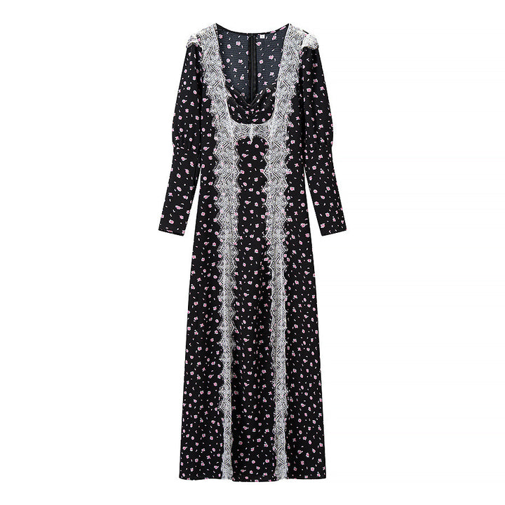 Damen Maxikleid mit Spitzenbesatz und floralem Alloverprint Drune