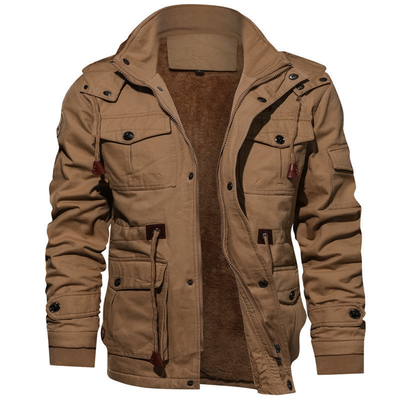 Herren Multifunktionaler Canvas-Zwischenlagenparka mit Teddyfleece-Innenlage und Utility-Taschen Drune