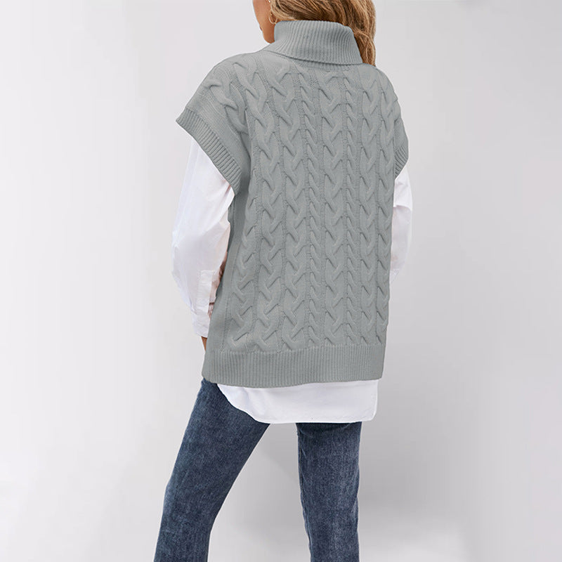 Damen gestricktes Kleidungsstück mit hohem Kragen und Kabelmuster Drune