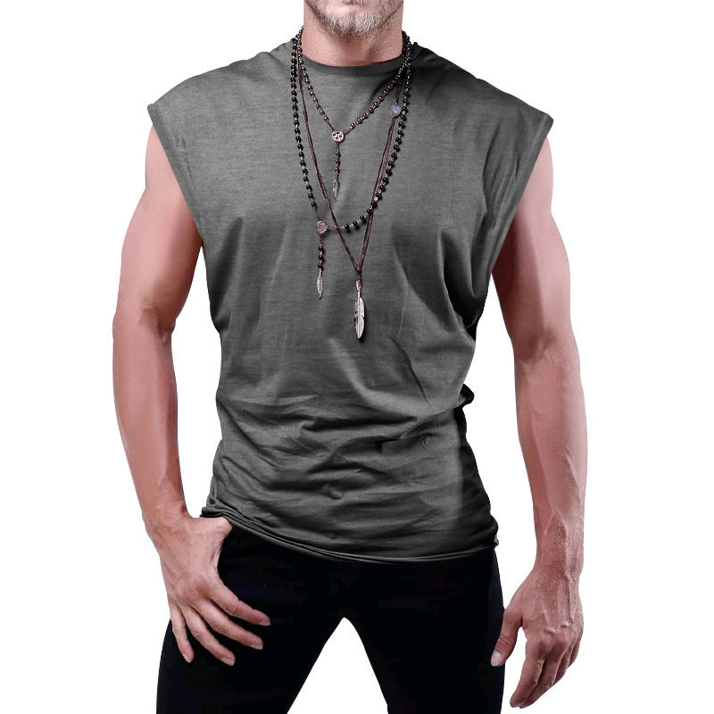 Herren nan tailliertes ärmelloses Muskelshirt aus Baumwollmix mit breiten Schulterpartien Drune