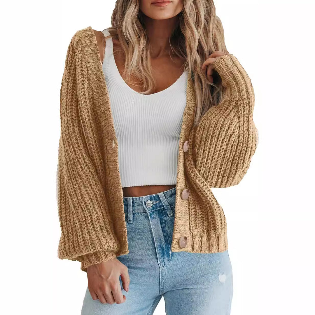 Damen Strickjacke mit Ballonärmeln Drune