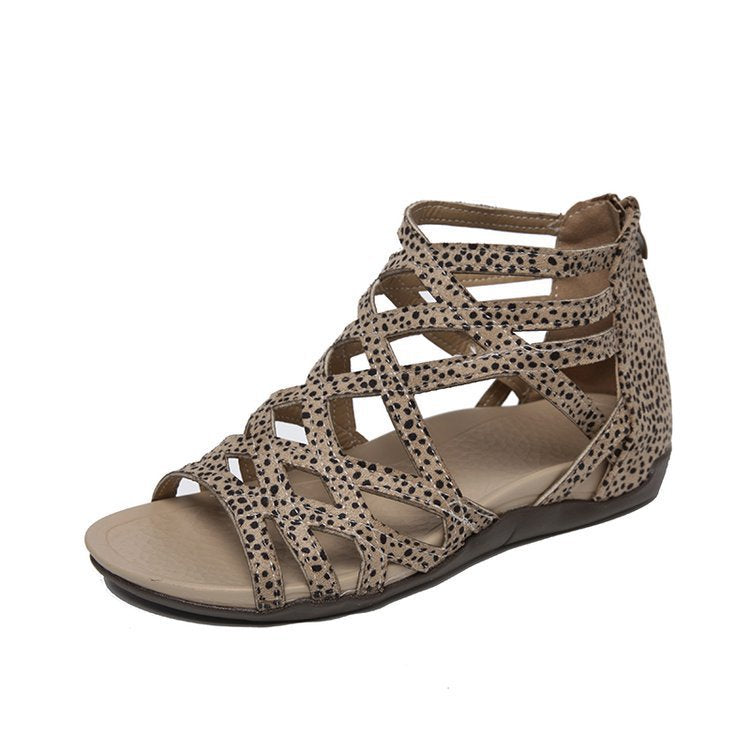Damen Römersandalen mit Zipper, geflochtenem Cut-Out-Obermaterial und gepolsterter Komfortsohle Drune