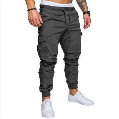 Herren nan taillierter Cargo-Jogger mit elastischem Bund, Kordelzug und aufgesetzten Taschen Drune