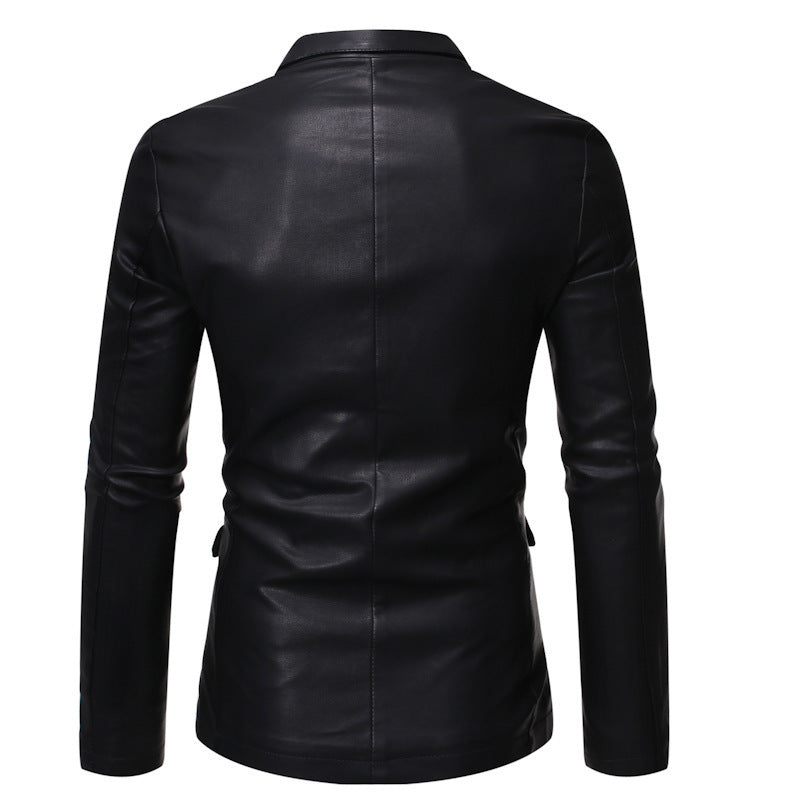 Herren Elegante Kunstlederblazer Drune