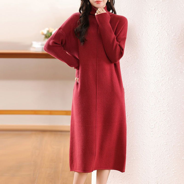 Damen Strickkleid mit hohem Kragen Drune