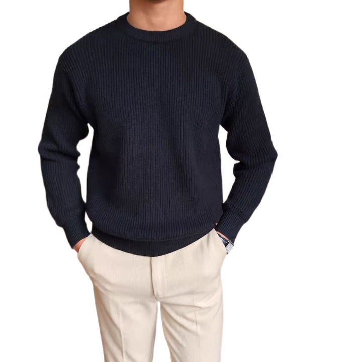 Herren Grobstrickpullover mit Rundhalsausschnitt Drune