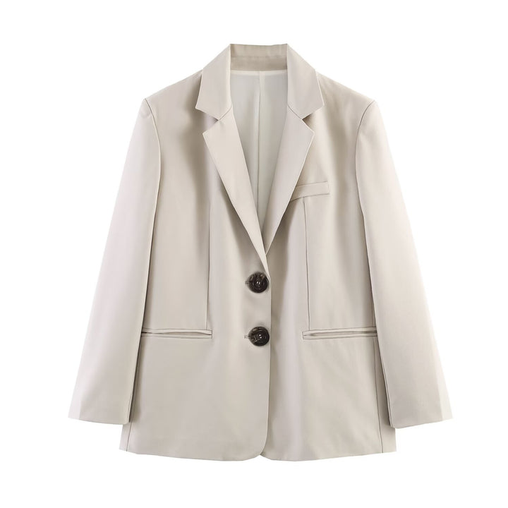 Damen Zweiteiliges Business-Anzug-Set mit kastigem Zweiknopf-Blazer und weiter hochgeschnittener Hose Drune