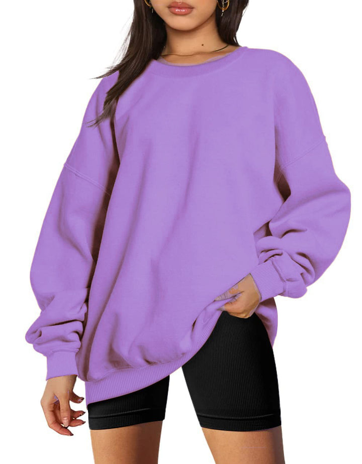 Damen nan extralanger Oversize-Sweatpullover mit Ballonärmeln, geripptem Saum und angerauter Innenseite Drune