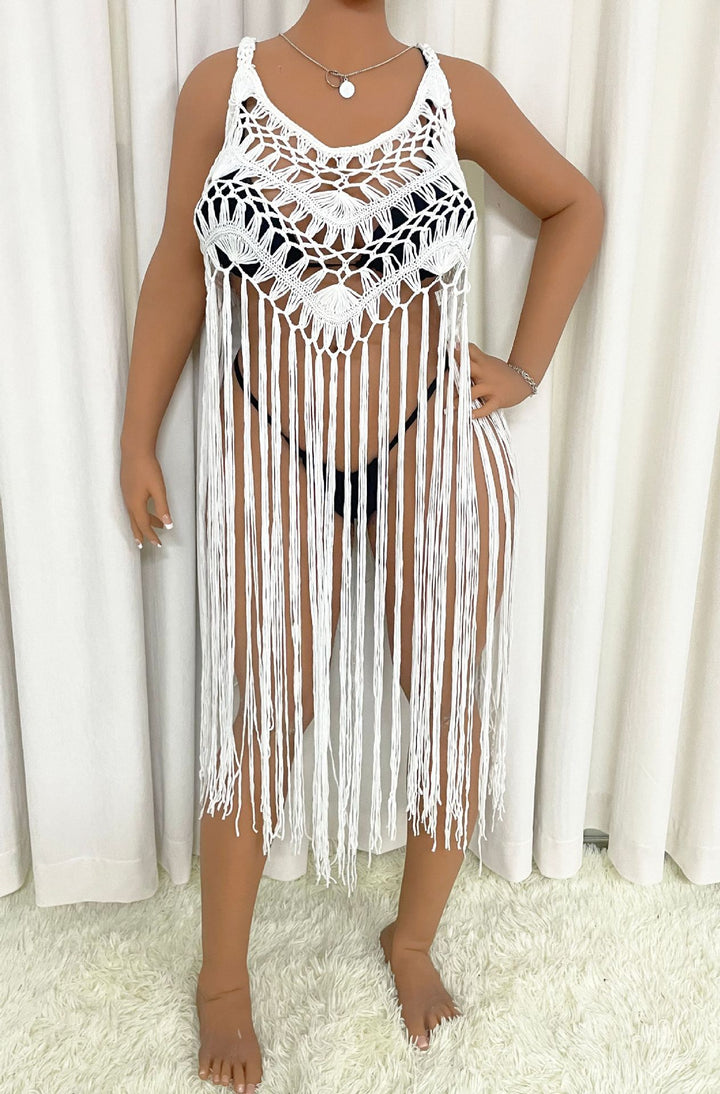Damen Strandponcho mit Fransen Drune