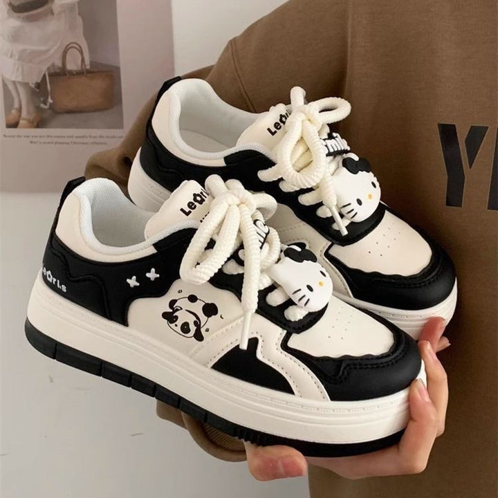 Damen Chunky-Sneaker mit Panda-Motiv, gepolstertem Innenfutter und robuster Profilsohle Drune