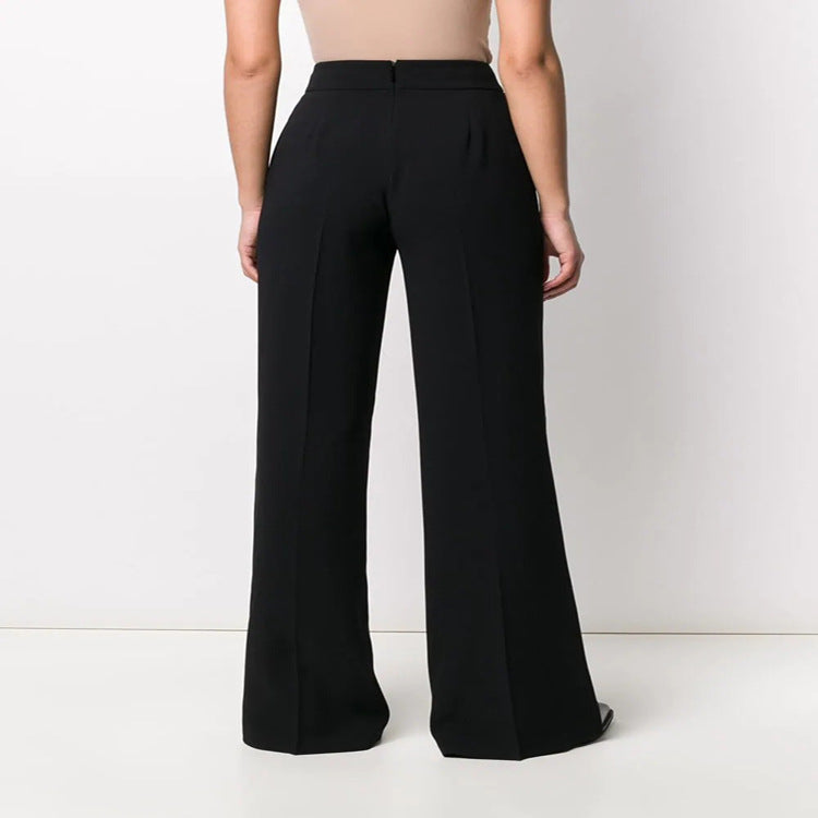 Damen Hochtaillierte Tailoring-Palazzohose mit Bügelfalte und weitem Bein Drune
