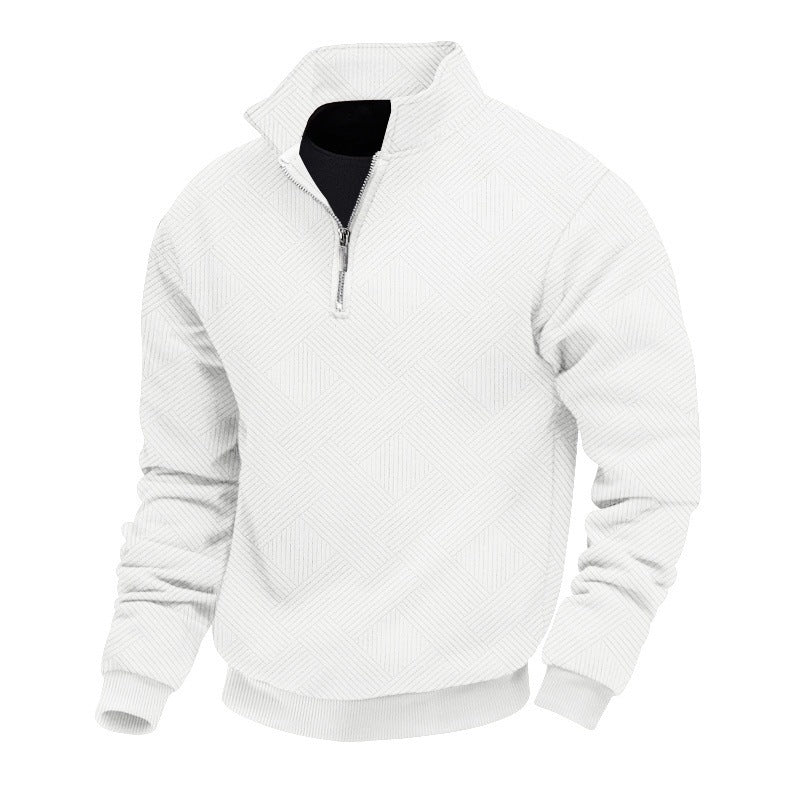 Herren Strukturierter Halbzip-Pullover mit Stehkragen und Rippbündchen Drune