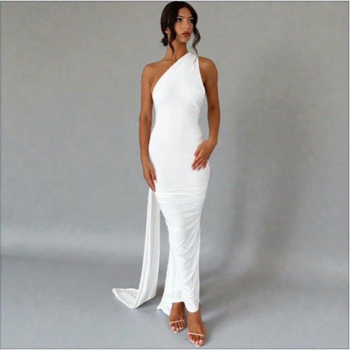Damen Einseitiges Maxi-Kleid mit elegantem Schnitt und fließendem Saum Drune