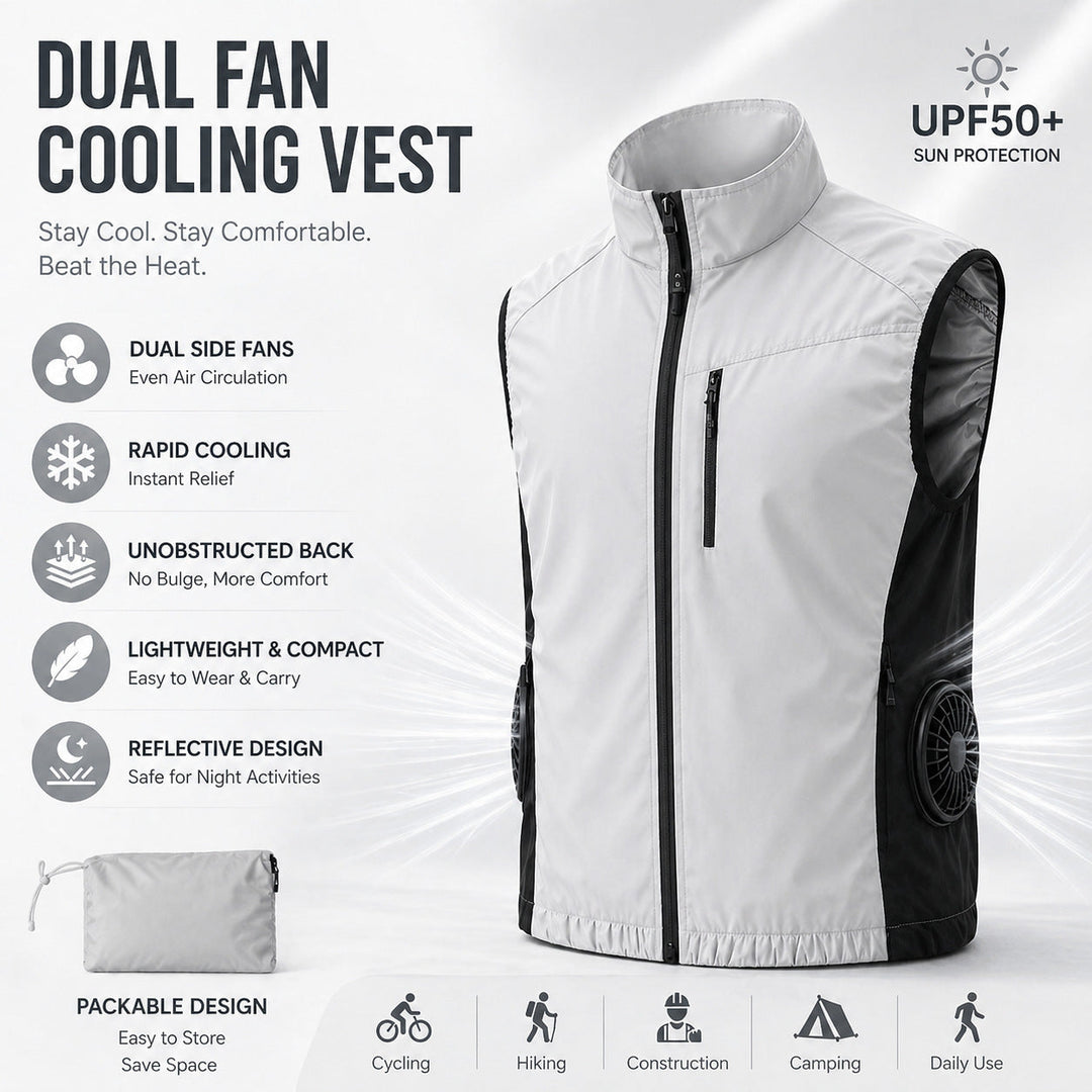 Unisex nan ergonomische Kühlweste mit integrierten Ventilatoren und Akkuanschluss Drune