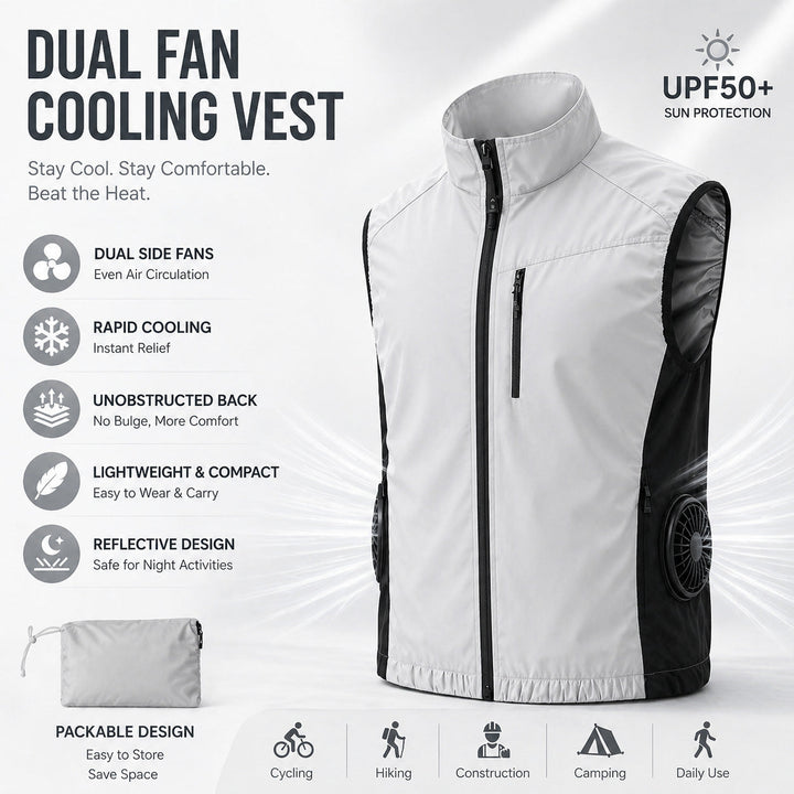 Unisex nan ergonomische Kühlweste mit integrierten Ventilatoren und Akkuanschluss Drune