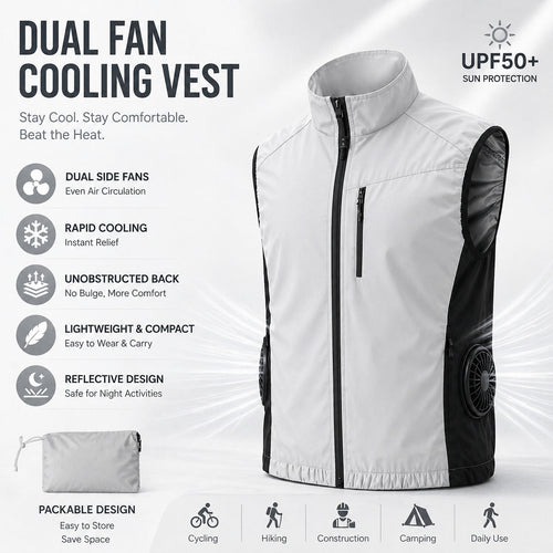 Unisex nan ergonomische Kühlweste mit integrierten Ventilatoren und Akkuanschluss Drune