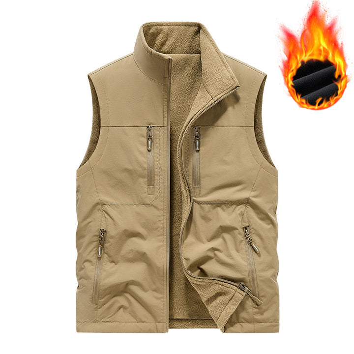 Herren Gefütterte Outdoor-Thermoweste mit Fleece-Innenfutter, Reißverschlusstaschen & winddichter Außenlage Drune