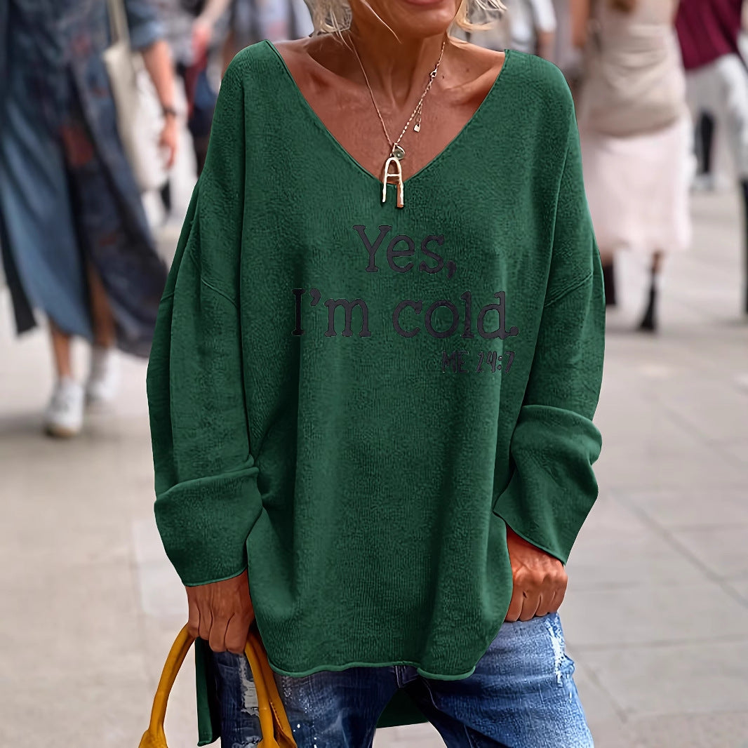 Damen Oversized V-Ausschnitt Graphic Sweatshirt Drune