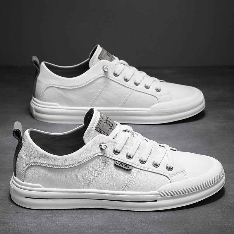 Herren Lässige Leder-Sneaker mit gepolstertem Knöchelkragen und robuster Gummisohle Drune