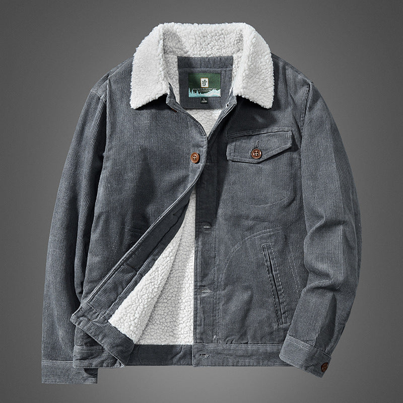Herren Bequeme Cordjacke mit Teddyfutter Drune