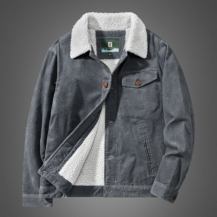 Herren Bequeme Cordjacke mit Teddyfutter Drune