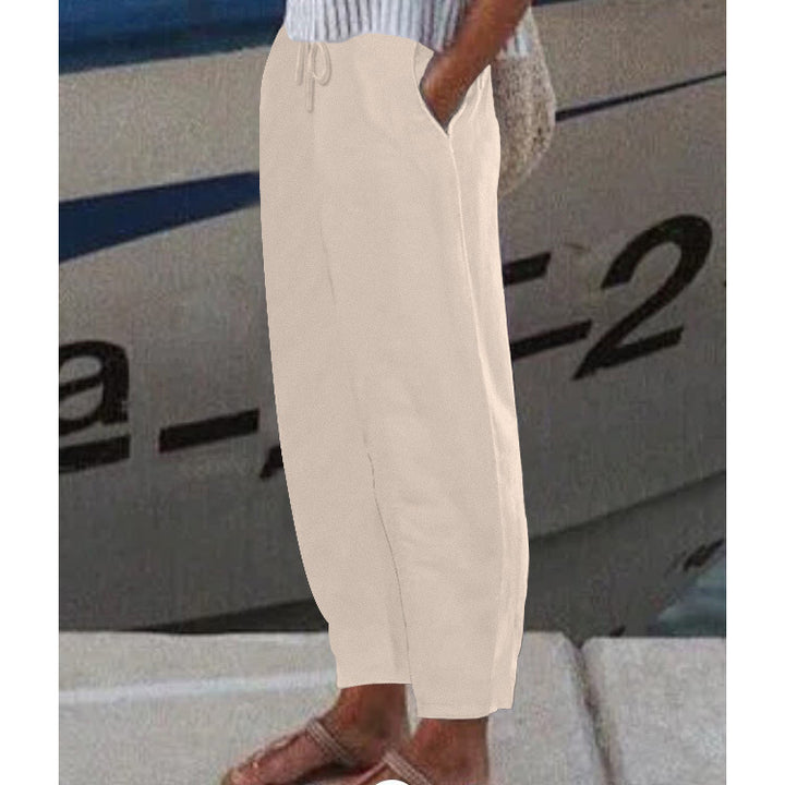 Damen Ankle Harem Hose mit Kordelzug, Seitentaschen und elastischem Knöchelbund Drune