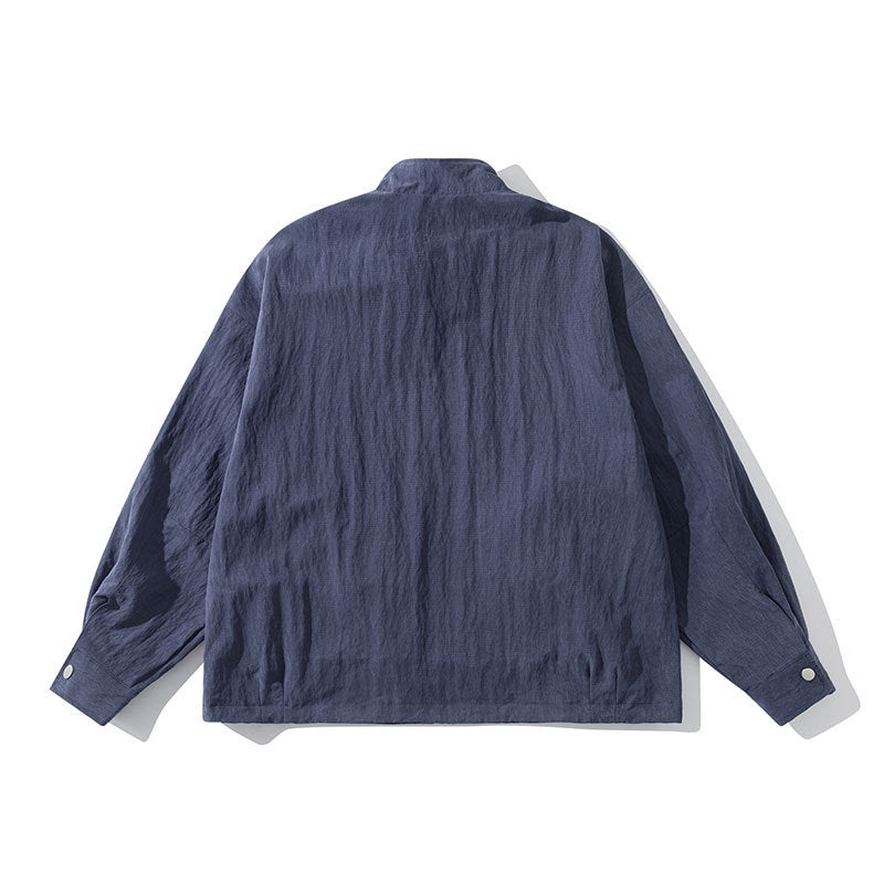 Herren Leichte Windjacke mit Stehkragen, Raglanärmeln und Druckknopf-Taschen Drune