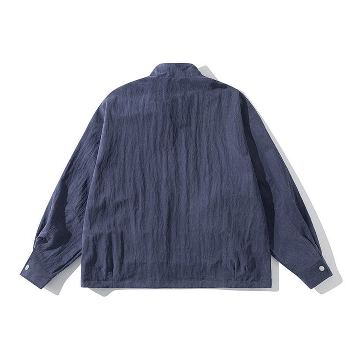 Herren Leichte Windjacke mit Stehkragen, Raglanärmeln und Druckknopf-Taschen Drune