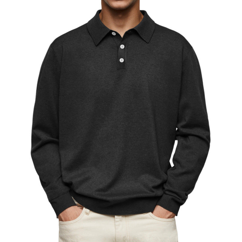 Herren Feinstrick-Poloshirt mit Knopfleiste und Rippbündchen Drune