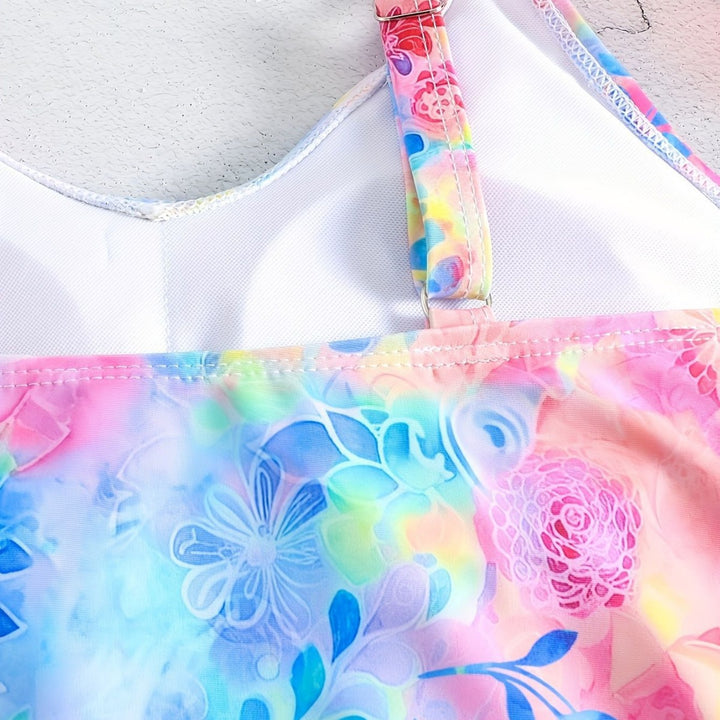 Damen Freizeit-Badeoberteil mit leichtem Rüschendesign und Shorts Drune