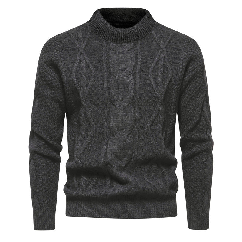 Herren Feinstrick-Pullover mit kurzem Stehkragen und Zopfstrickstruktur Drune