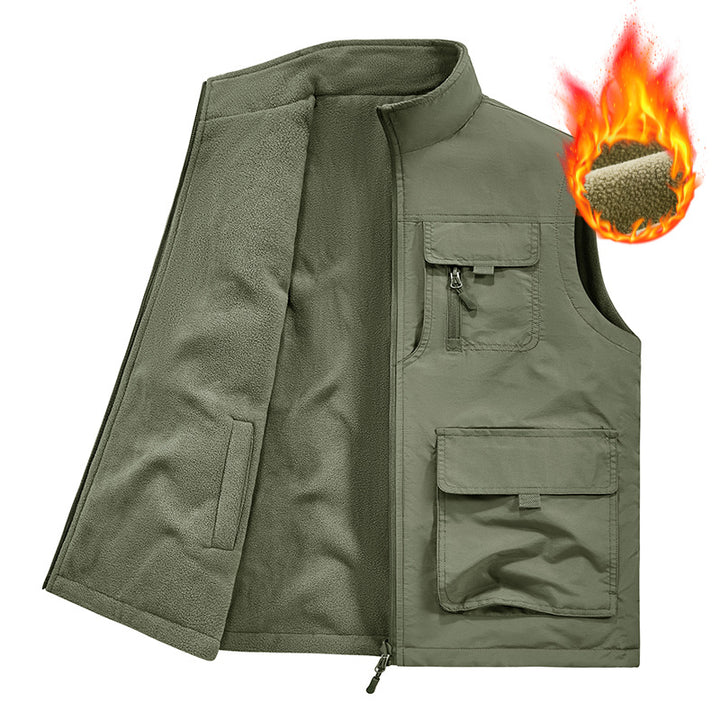 Herren Thermo-Utility-Weste mit Fleece-Innenfutter, winddichtem Shell und Multifunktionstaschen Drune