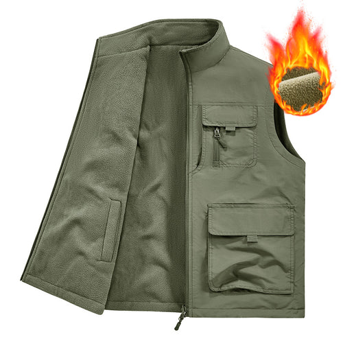 Herren Thermo-Utility-Weste mit Fleece-Innenfutter, winddichtem Shell und Multifunktionstaschen Drune