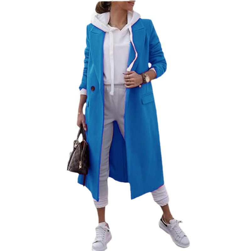 Damen eleganter trenchcoat mit Kapuze Drune