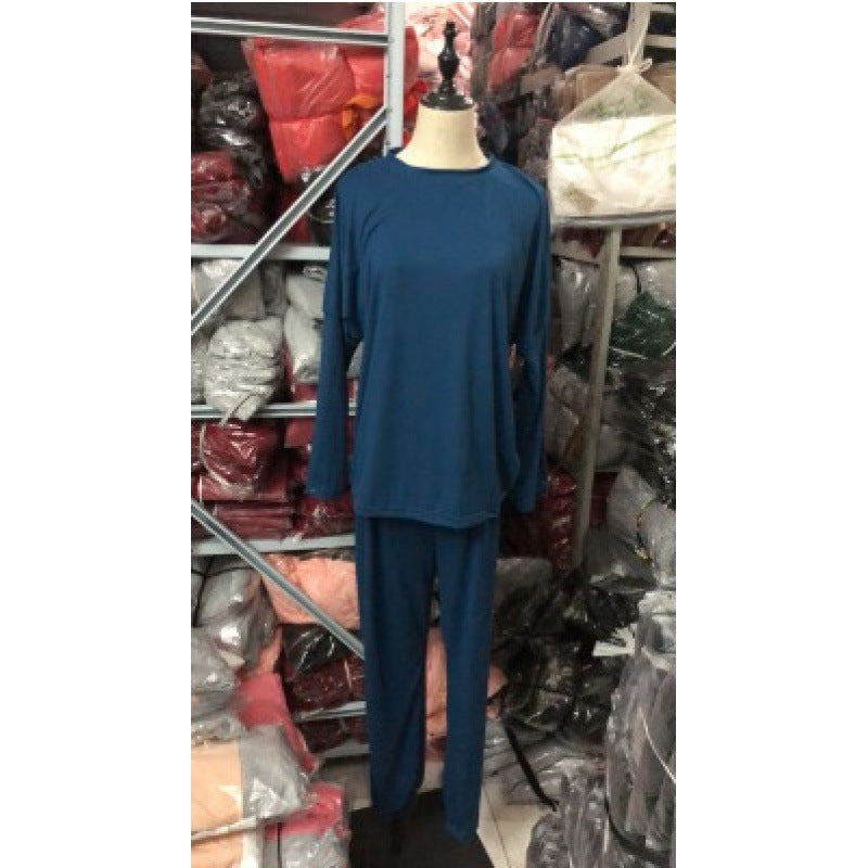 Damen Lässiges Lounge-Set mit Rundhalsausschnitt, Kordelzug-Hose und Bündchen Drune