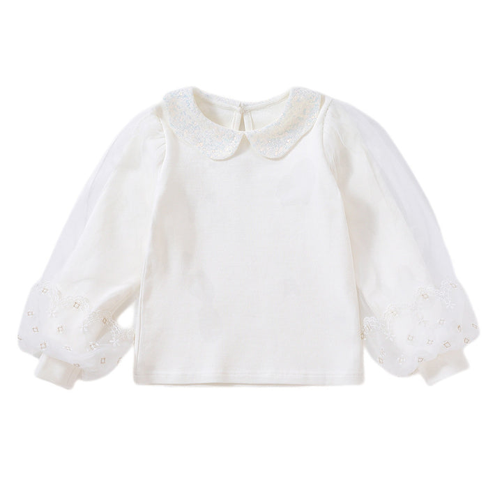 Mädchen Sweatshirt mit eleganten Tüllärmeln und auffälligem Kragen Drune