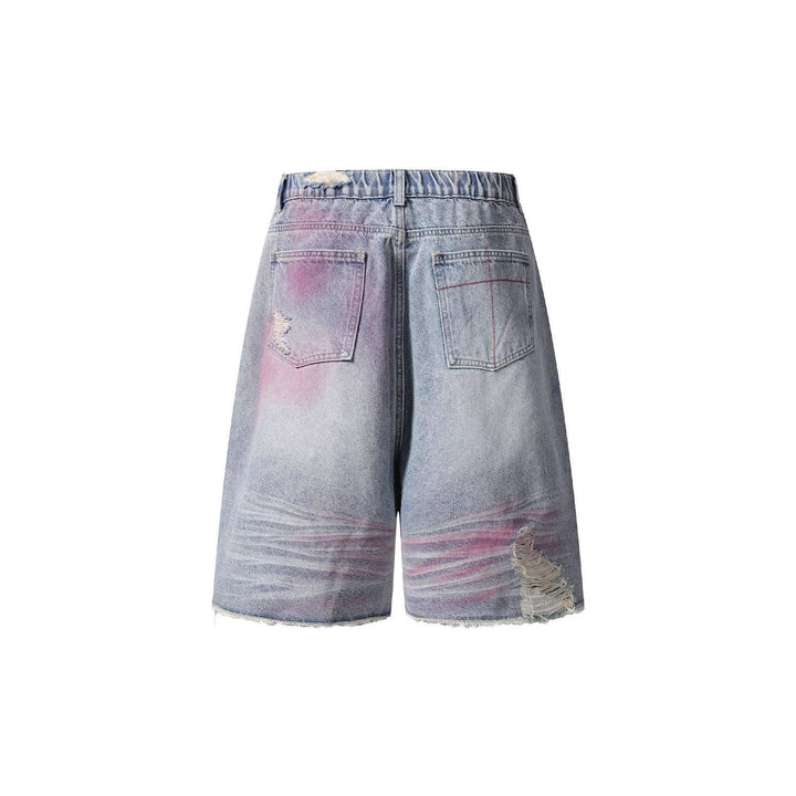 Damen Trendige Denim-Shorts mit einzigartigen Graffiti- und Destroyed-Details Drune