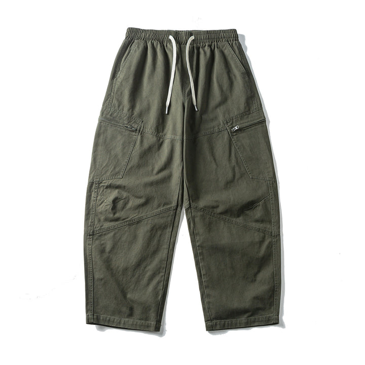 Herren Cropped Cargo-Hose mit elastischem Bund, Tunnelzug und Reißverschlusstaschen Drune