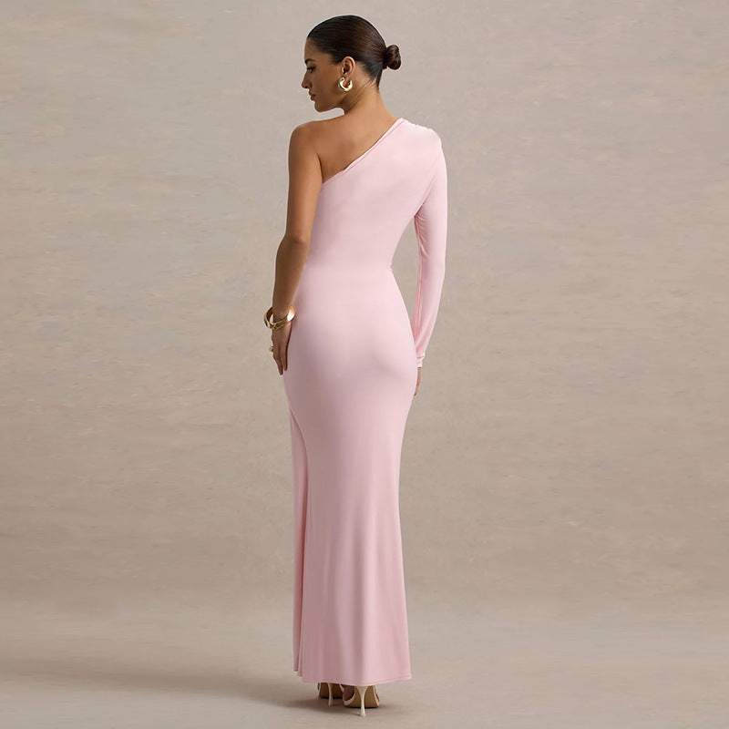 Damen Elegantes asymmetrisches Maxikleid mit Wickeldetail Drune
