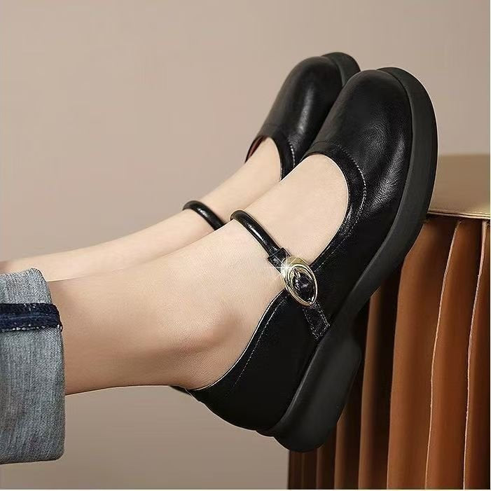 Damen Mary Jane Ballerinas mit elegantem Riemen und bequemem Fußbett Drune